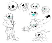 Printable undertale sans sketch study by vdragon  coloring pages